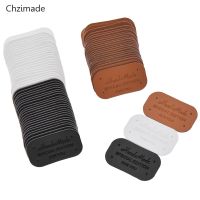 Lychee Life 24Pcs Handmade Clothes Garment PU Leather Labels Jeans Bags Shoes Tags Diy Sewing Accessories Stickers Labels