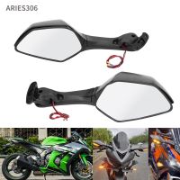 Aries306 กระจกมองหลังรถจักรยานยนต์ พร้อมไฟเลี้ยว Led แบบเปลี่ยน สําหรับ Ninja Zx10R 2011‐2015