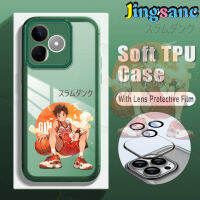 Jingsanc กับฟิล์มเลนส์เคสโทรศัพท์สำหรับ Realme C53 C55 C35 C33 C31 C30S C30 C25Y C21Y 10 Narzo 50i 50A 50 20 Prime Pro Plus 4G 5G เคส TPU ซิลิโคนเนื้อนิ่มโปร่งใสแฟชั่นสีเขียวกันกระแทก K001-4