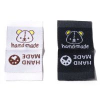 50 PCs Cartoon Bear Polyester Label Tag Clothing Rectangle Pattern "hand Made" Garment Tag Sewing Accessories 4.4cm x 2.4cm Stickers Labels