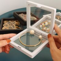 PE Film Clear Jewelry Storage Box 3D Floating Display Case For Gemstone Pendant Ring Earrings Bracelet Necklace Stand Holder