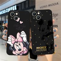 {L electronic shell} น่ารัก Disney Mickey Minnie Reliefs เคสโทรศัพท์สำหรับ iPhone iPhone 14 13 12 11 Mini XS XR X Pro Max 8 7 6S 6 Plus สีดำ Funda Cover