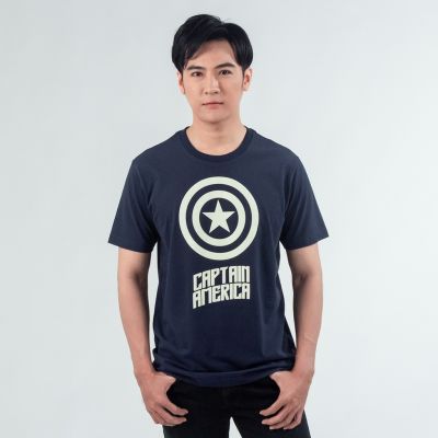Marvel tshirt 👕เสื้อยืดผู้ชายเรืองแสงเทคโนโลยีส่องสว่าง 100% character studio cotton classic