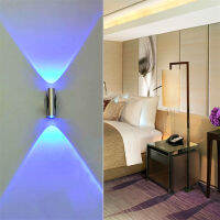 โคมไฟติดผนัง LED สองหัว Home Sconce Bar Porch Wall Decor เพดาน Light Blue