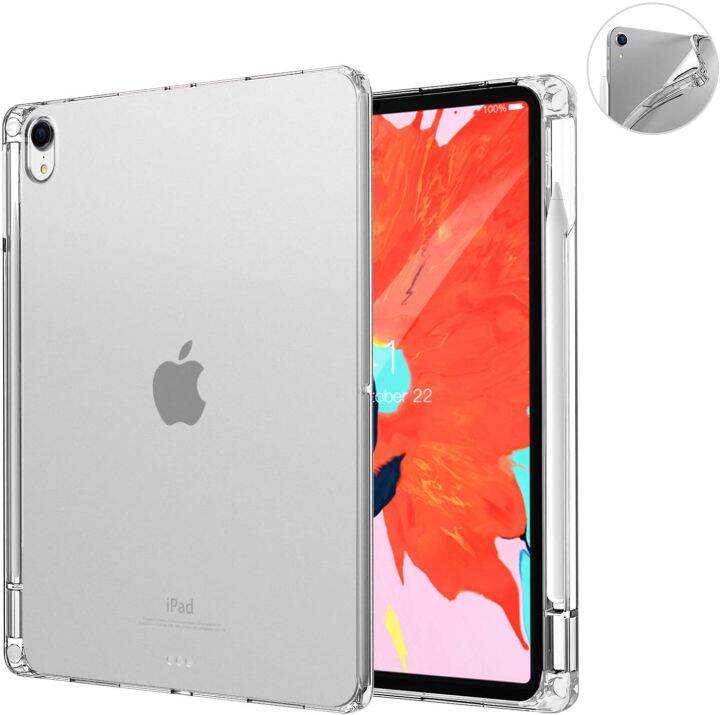 ปกเข้ากันได้สำหรับ-ipad-pro-11-2018-กรณีที่มีผู้ถือดินสอ-สนับสนุนคู่แม่เหล็ก-ฟังก์ชั่นการชาร์จ-matte-frosted-เปลือกแข็ง-tpu-ปกหลังพอดี-ipad-pro-11-นิ้ว-2018-frosted-ชัดเจน