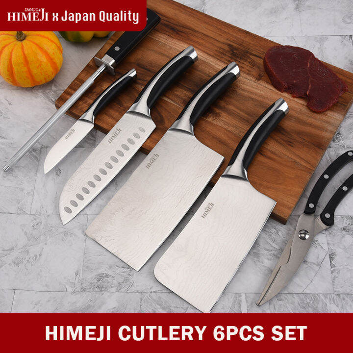 HIMEJI 6 piece Premium Knife Set Japan Quality Damascus Steel Knives & Cleavers Includes