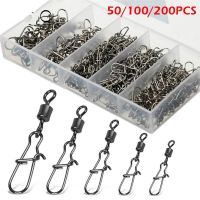 50/100/200Pcs Set Fishing Connector Swivels Interlock Pin Snap Rolling Swivel for Fishhook Lure Carp Fishing Accessories Accessories