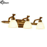 Omee Vintage LED Light Glass Lampshade Wall Lights retro Classical Bathroom Vanity Mirror Lamps Home Bronze Indoor Wall Lighting