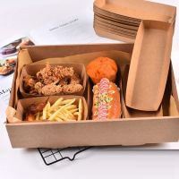 200Piece Disposable Kraft Paper Food Serving Tray Foldable Coating Snack Open Box Kraft Paper