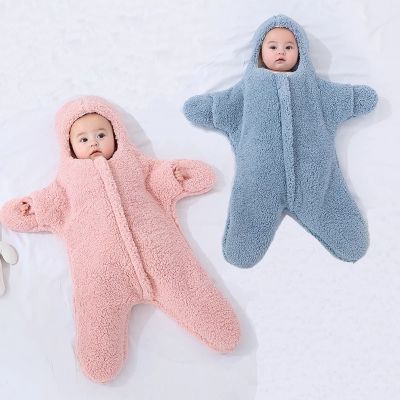 Starfish Baby Sleeping Bag Ultra-Soft Fluffy Fleece Newborn Receiving Blanket Infant Boy Girl Clothes Sleep Nursery Wrap Swaddle