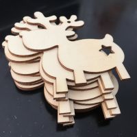 【cw】10pcs Unfinished Wooden Deer Christmas Gift Tags Christmas Tree Ornaments for Christmas Decoration and DIY Craft Making ！