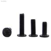 20/50pcs CM Black Carbon Steel Laptop Screws M2 M2.5 M3 M4 Cross Phillips Ultra Thin Flat Wafer Head Bolt