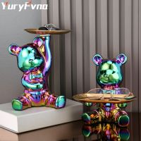 Sculpture Ceramic Colorful Plating Bear Storage Box Home Living Room Desktop Storage Tray Decorative Statue