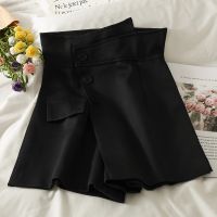 Buttoned High Waist Slimmer Look Solid Color A-Line Shorts Women New Style R Classy Ir