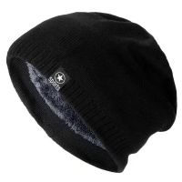 【YD】 New Hats Color Knitted Men And Star Beanie Cap Outdoor Add Fur Lining Warm Ski