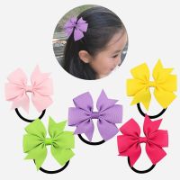 Candy Colour Girl Bow-Knot Grosgrain Ribbon Hair Ring Female Rubber Band Elastic Hair Bands Bows Girls Headware