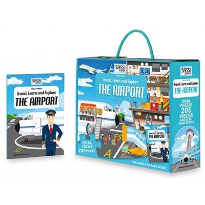 Travel, Learn, Explore. Learn and Explore เครื่องบิน สนามบิน The Airport Jigsaw 2 in 1 by Sassi Junior (Book +Jigsaw) จิ๊กซอ