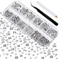 2000pcs Nail Gems and Rhinestones 6 Mixed Size Crystal Flatback Rhinestones for Crafts 6 Sizes Rinestones Set with Pick Up Pen and Tweezer for Crafts Face Nial Art Clothes Shoes Bags awesome