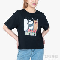 DOSH WOMENS T-SHIRTS WE BARE BEARS เสื้อยืดทรงตรง ผู้หญิง PWBBWT1002-BL