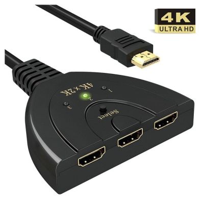 สวิตช์ Hdmi สวิตช์ Hdmi ตัวแยก Hdmi 4K 3-พอร์ต Hdmi รองรับ4K/Hd1080p เต็ม/3d พร้อมสายเคเบิ้ลทรงหางหมูความเร็วสูง