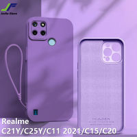 JieFie สำหรับ Realme C21Y / C25Y / C11 2021 / C15 / C20 Liquid ซิลิโคนโทรศัพท์กรณีนุ่ม TPU Anti-Fouling กันกระแทกป้องกันโทรศัพท์ + ฟรีเชือกเส้นเล็ก