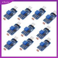 VHOIC 10PCS 3พิน โมดูลเซ็นเซอร์ไวแสง 5มม. LDR LM393 การตรวจจับแสงดิจิตอล โมดูลเซ็นเซอร์ Arduino ตัวต้านทานขึ้นอยู่กับแสง Arduino สำหรับเด็ก