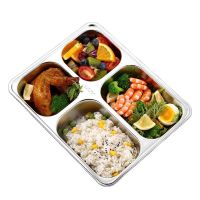 ◇ 304 Stainless Steel Divided Dinner Tray Lunch Box Container Food Plate for School Canteen Fast Food Adult Lunch Box Child Plate