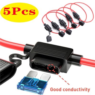 5Pcs In Line Car Mini Blade Adapter Fuse Holder Splash-proof for 12V 30A Wire Cutoff Switch Socket Damp Proof Splash Fuses Accessories