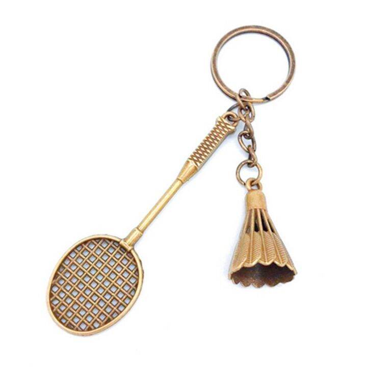 creative-metal-badminton-racket-pendant-keychain-mini-shuttlecock-sports-keyrings-gift-backpack-purse-key-holder-accessories