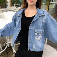 ฤดูใบไม้ผลิและ Musim Lurtem ใหม่รุ่นเกาหลี Lubang Longgar Jaket Denim Wanita Dek Penliar Angin