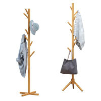 Wooden Coat Rack with 8 Hooks 180150cm Free Standing Hall Coat Tree Hanger Stand 3 Adjustable Size Easy To Asseemble Cloth Rack