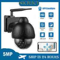 NICELECT 5MP โลหะสีดำ PTZ 3x ดิจิตอลซูม Wifi โดมติดตามอัตโนมัติกล้อง IP ปั่นกันน้ำไร้สาย IR Audio Talk การ์ด SD กล้องวงจรปิด