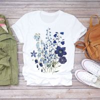 Premium Women Summer Short Sleeve Floral Flower Printing Lady T-Shirts Top T Shirt Ladies Womens Graphic Female Tee T-Shirt