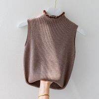 Spring Autumn Knitted Vest for Women Solid Lace Collar Plus Size Ladies Tops Casual Korean Sleeveless Female Knitwear Tanks