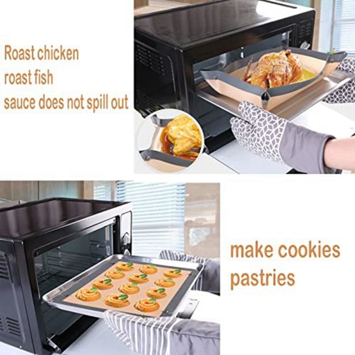 2pc-silicone-fiber-baking-mat-with-buckle-no-leak-amp-non-stick-corners-snap-together-to-form-leakproof-baking-tray