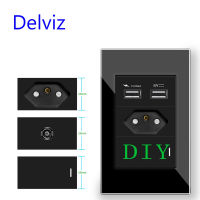 Delviz บราซิลซ็อกเก็ตมาตรฐาน,DIY สวิทช์ที่กำหนดเองและซ็อกเก็ต,2A สาย USB ทีวีพอร์ตเครือข่ายโมดูล,BR ปลั๊กไฟฟ้าผนังเต้าเสียบ20A