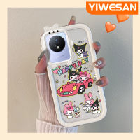 YIWESAN เคสสำหรับ VIVO Y02 Y11 Y02A 2023ลายการ์ตูนน่ารักเมโลดี้ของฉัน Kuromi ซิลิโคนนิ่มเคสโทรศัพท์โปร่งใสกันกระแทกน่ารักเคสป้องกันเลนส์กล้องลายสัตว์ประหลาดตัวเล็ก