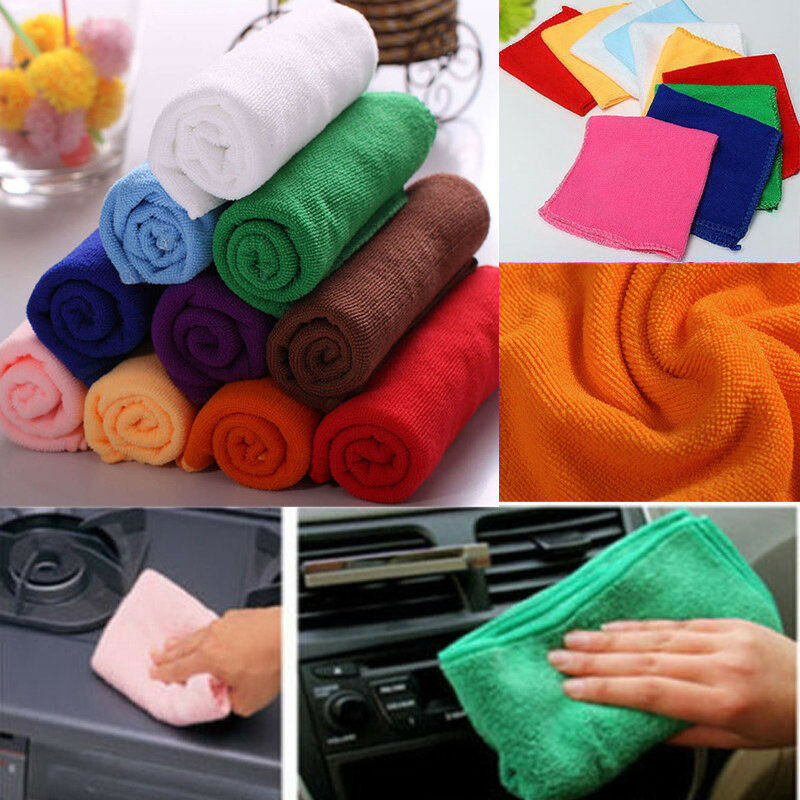 10 Pcs Lot Mixed Color Microfiber Car Cleaning Towel Kitchen Washing Polish Set 