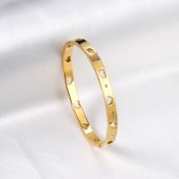 【When the flowers bloom】 LUXUKISSKIDS Gold ColorHollow Out HeartBangles For Women Friends Gifts Cubic ZirconiaOn Hand Jewelry