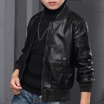 Fashion Boy Outerwear New Spring Autumn Boy PU Jacket Children Warm Simier coat For Boy Coat