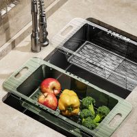 ☃ PET material anti fall and anti pressure kitchen telescopic drain rack washing basin sink drain basket