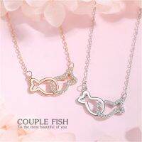 s925 Couple fish สร้อคอเงินแท้ ปลาคู่รัก ประดับ Cubic Zirconia (CZ) ใส่สบาย เป็นมิตรกับผิว