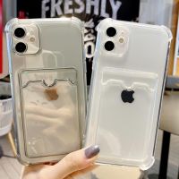 Clear Shockproof Card Slot Bag Phone Case for iPhone 13 11 12 Pro Max Mini X XS XR SE2 7 8 Plus Soft Silicone Wallet Back Cover