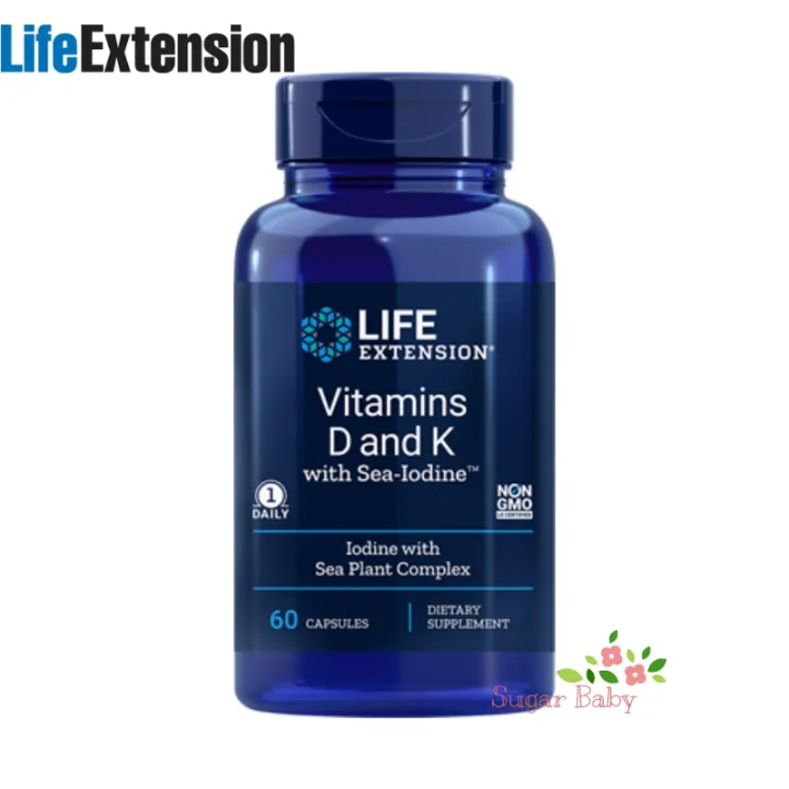 Life Extension Vitamins D and K with SeaIodine 60 Capsules วิตามินดี