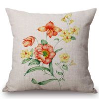 【CW】 Watercolor Flowers Decoration Throw Pillowcase Cotton Sofa Cushion Cover Car 45x45cm