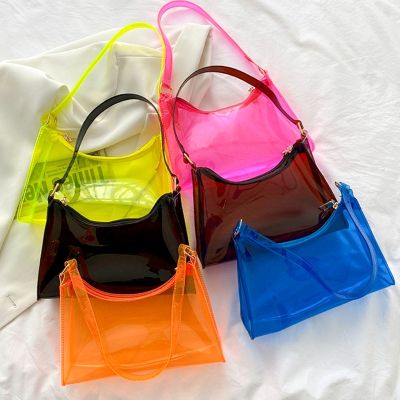 Elegant Lipstick Shoulder Bags Women Girls Purse Tote Cell Phone Jelly Handbag Vintage Transparent