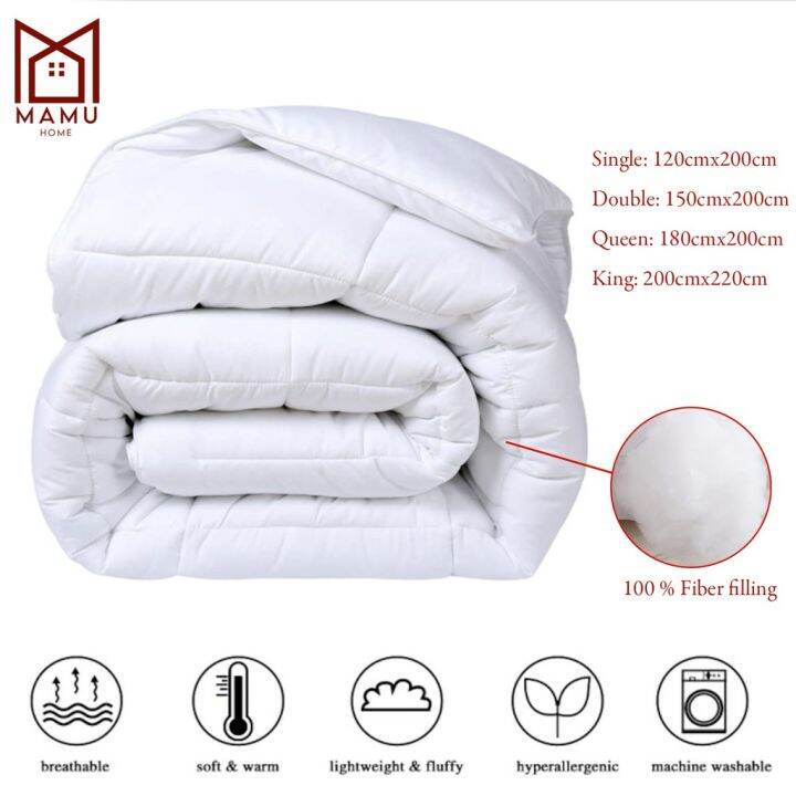 Spot ♧MAMU Plain White Duvet Filler Comforter Hotel Comforter queen