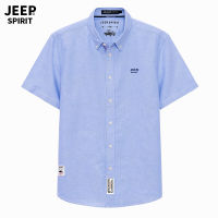 JEEP SPIRIT เสื้อเชิ้ตเสื้อบางแขนสั้นผู้ชาย,เสื้อเชิ้ตแขนสามส่วนผ้าคอตตอนทรงหลวมสีพื้นสำหรับฤดูร้อนของเสื้อเชิ้ตผู้ชาย9449