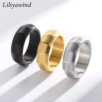 Liliyawind ลวดสเตนเลสสตีล18K แบบเรียบ,แหวนชุบทองแฟชั่น T1R สำหรับผู้ชายเครื่องประดับ