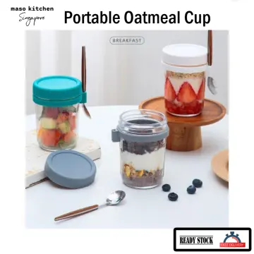  Cereal On The Go, Cup Container Breakfast Drink Milk Cups  Portable Yogurt and Travel To-Go Food Containers Storage With Spoon(Red) :  Home & Kitchen